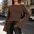 thumbnail image 4 of Womens Bell Long Sleeve Tops Going Out Knitted Pullover Sweater 2025 Fall Fashion Lightweight Winter Shirts, 4 of 6