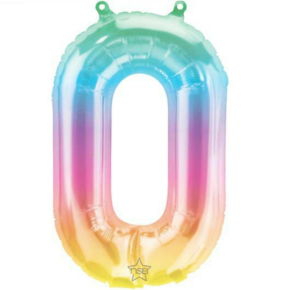 Mayflower  16 in. Northstar Pastel Ombre Number Zero Air-Fill Foil Balloon