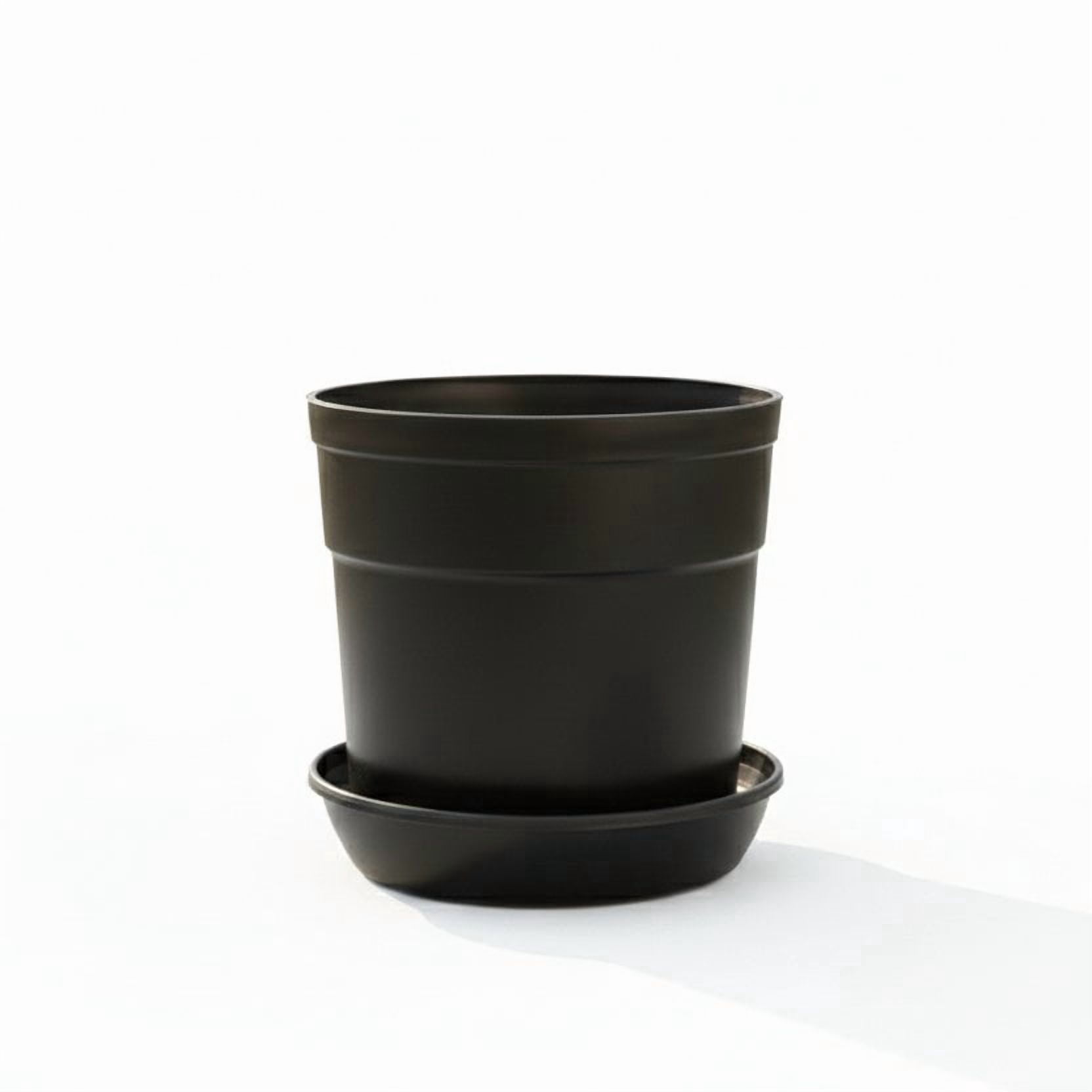 Austin Planter 4 inch Black Pots and Saucers 5 Pack