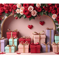 thumbnail image 4 of Red Roses Flower Vase Backdrop Photo Booth Background Romantic Hanging Hearts Wedding Photography Banner Valentines Celebrations Decor Event, 4 of 4