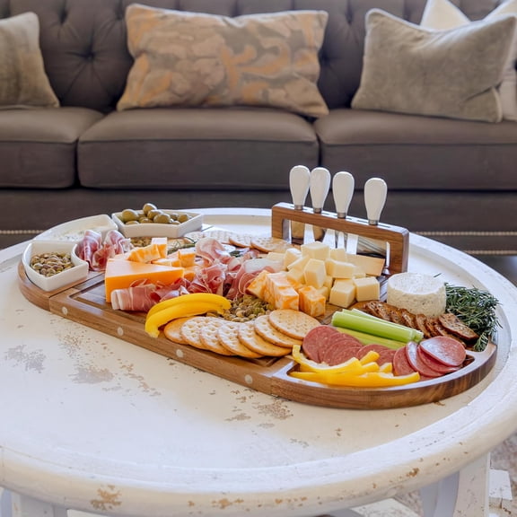 Large Wooden Charcuterie Board Set with Accessories