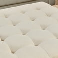 thumbnail image 5 of Square Upholstered Tufted Linen Ottoman Coffee Table with Open Storage, Large Oversized Footrest with Beech Wood Shelf and Frame for Living Room Office Bedroom, Ivory, 5 of 6