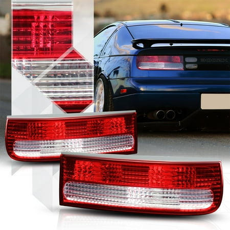 Chrome Housing Red Clear Tail Light Brake Lamp For 90 96 300zx Fairlady Z Z32 91 92 93 94 95