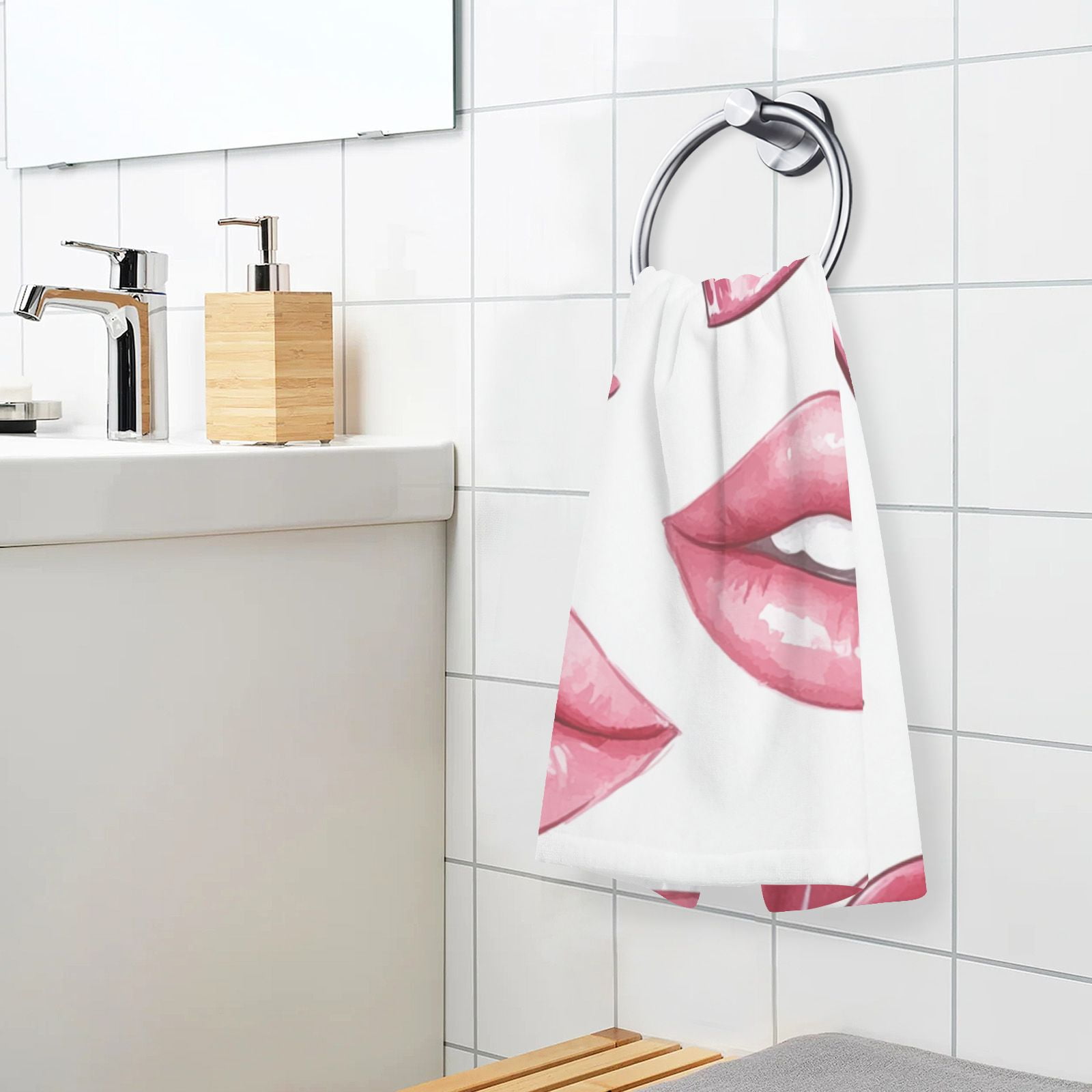 Lips Hand Towels Cotton Bath Towels Large Face Towels Absorbent for Bathroom 2 Packs