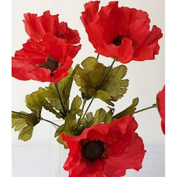 Red Poppy Bush Artificial Flowers