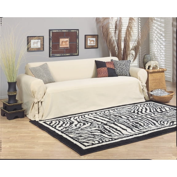 Cotton Duck One Piece Loveseat Slipcover in Natural