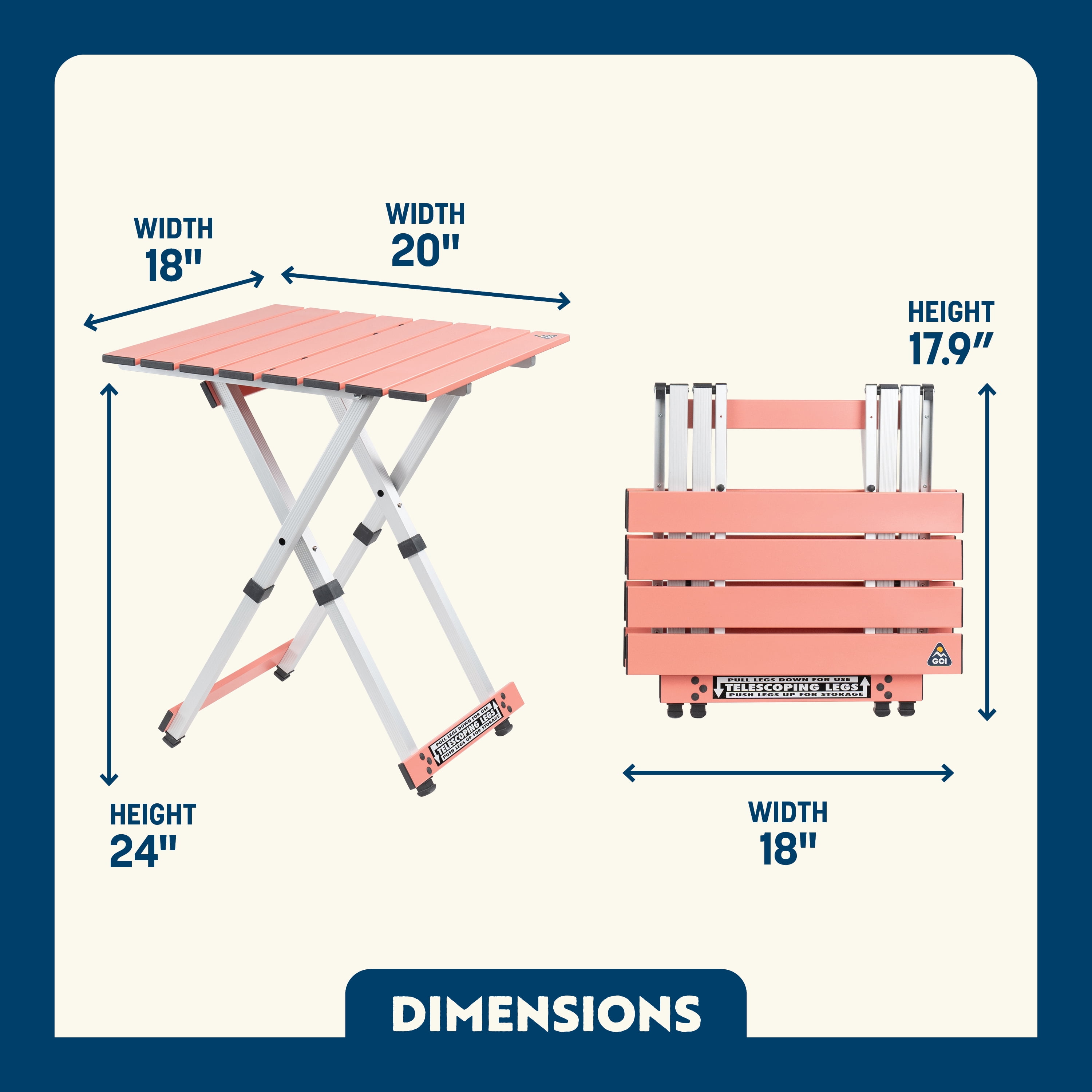 GCI Outdoor Compact Camp Table 20, Lightweight Folding Side Table GCI Outdoor Compact Camp Table 20, Lightweight Folding Side Table