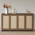 thumbnail image 6 of ARKANTOS Wood Sideboard Buffet Cabinet with Adjustable Shelves and 4 Rattan Doors, Classic Walnut, 6 of 7