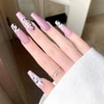 thumbnail image 4 of FCOGIN Long Coffin False Nail, Acrylic Nail, Press on Nail, Pink, Black, Brown, Flower, 24 Pieces, 4 of 5