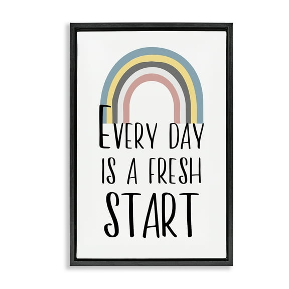 Stupell Industries Every Day Fresh Start Text & Numbers Painting Black Floater Framed Canvas Art Print Wall Art, 17 x 25