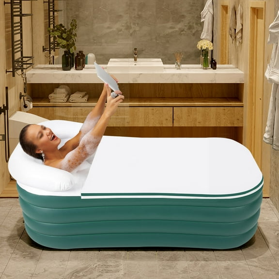 Inflatable Bathtub Hot Water Bath Spa Adult Bath Tub w/ Electric Air Bump Green