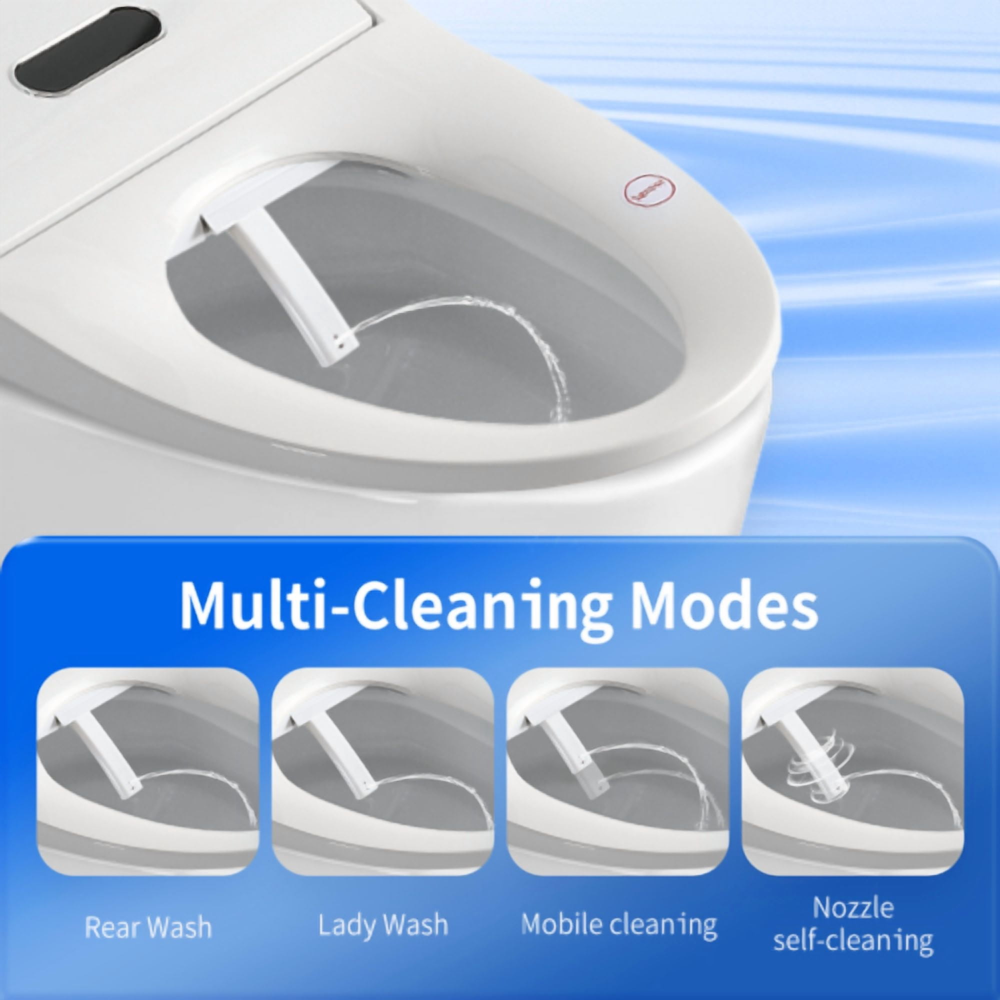 taoruifang Smart Bidet Toilet Seat with Side Knob Adjustable Heated Seat with Water Temperature and Pressure Adjustment Portable Bidet with Automatic Nozzle Cleaning,Night Light,Only Seat