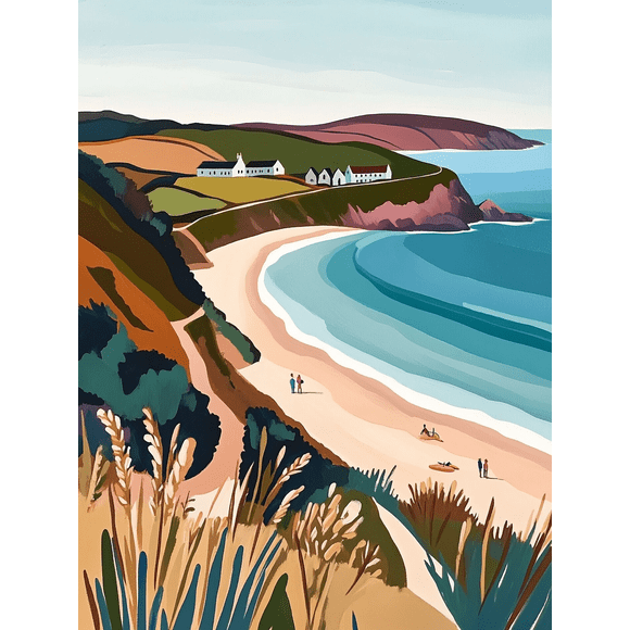Coastal Cottage Beach Scene Canvas Print/Wall Art, Suitable for Living Room, Bedroom, Office, Bathroom, and Hallway Decor