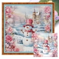 thumbnail image 1 of Hilo de bordar de algodón ecológico completo, 11 quilates, estampado de muñeco de nieve, punto de cruz, 40x40cm, rosa, 1 of 9