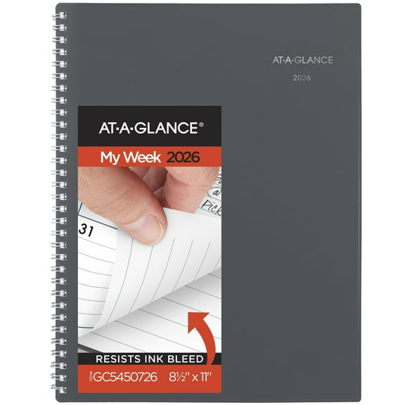 AT-A-GLANCE DayMinder 2026 Weekly Monthly Planner Gray Large 8 12 x 11 - Weekly