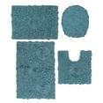 thumbnail image 6 of Home Weavers Bell Flower Collection 100% Cotton Non-Slip Bathroom Rug Set Machine Washable Toilet Lid Cover, Bath Rug, Bathroom Rug, U Shaped Contour, Blue Color 4 Piece Bath Rug set, 6 of 9