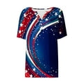 thumbnail image 4 of Womens 4Th Of July Patriotic T-Shirts，Summer Independence Day Tee Shirts for Womens American Flag Printed Tunic Top Henley Neck Tees Front Button Short Sleeve Tops Beach Holiday Usa Flag Star Blouses, 4 of 5