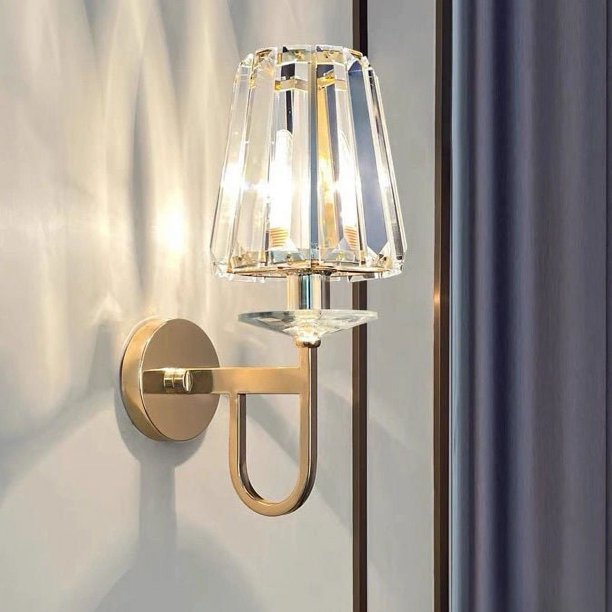 Lámpara de pared de cristal moderna europea, personalidad creativa, lámpara de noche para dormitorio, sala de estar, comedor, lámpara de pared decorativa de fondo