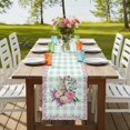 thumbnail image 4 of Easter Bunny Roses Table Runner, Pink Floral Spring Green Buffalo Plaid Washable Cotton Linen Table Runners 48 Inches Long, Dresser Scarf Runner for Nightstand/Coffee/End Tables 13''x48'', 4 of 9