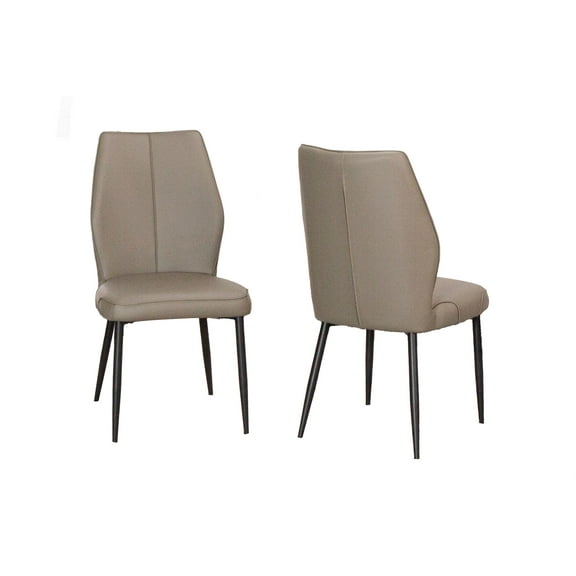 Mara Faux Leather Brown Dining Chairs w Black Legs Set of 2 Kitchen Sidechairs