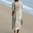 thumbnail image 4 of Ruyang Summer Dresses for Women 2024 Women's Short Sleeve A-Line Midi Dresses Casual Floral T-Shirt Dress Flowy Beach Sundress with Pockets, 4 of 5