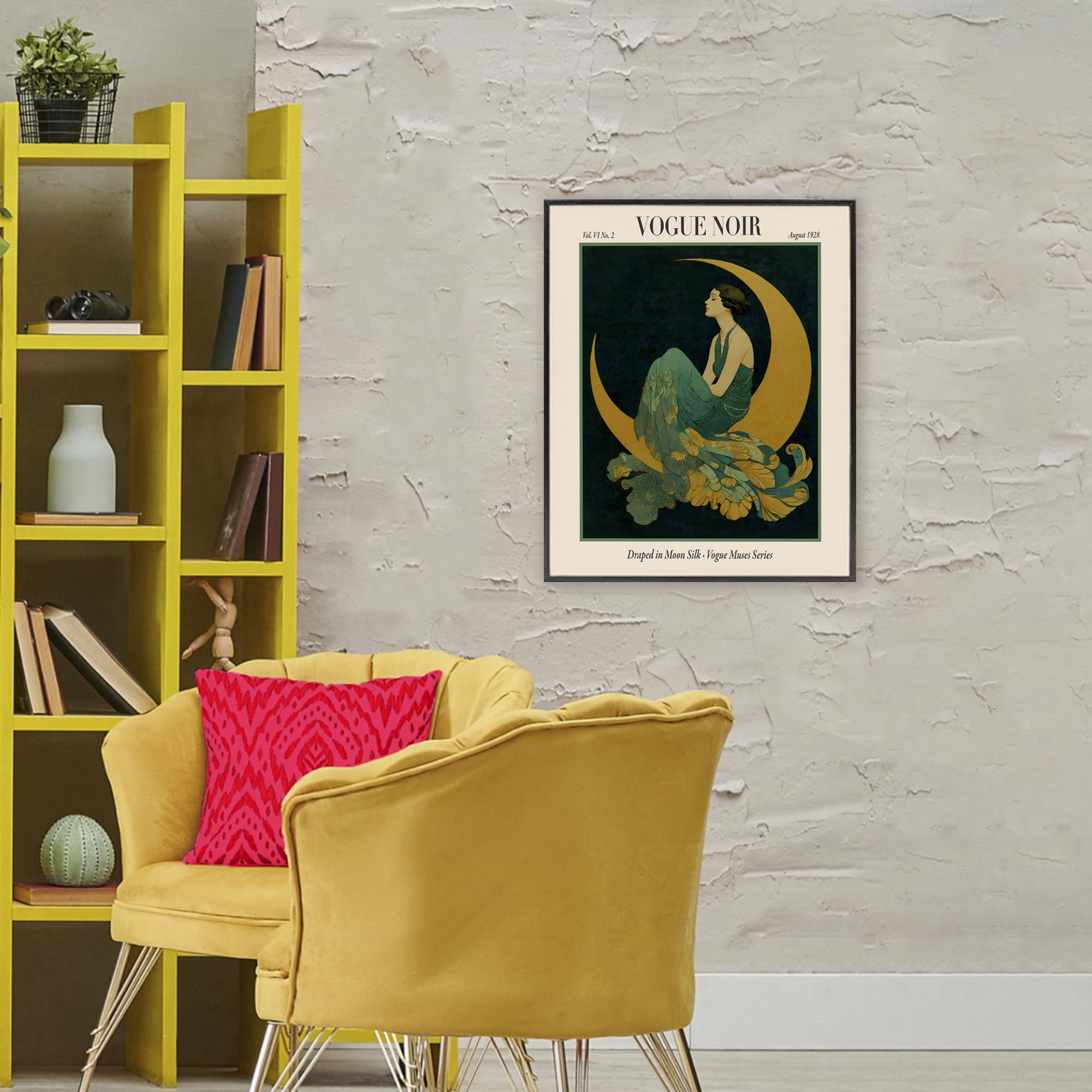 Stupell Industries Draped In Moon Silk Black Framed Giclee Art, design by A Barefoot Stylist