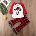 thumbnail image 2 of Shuttle tree Toddler Baby Girls Christmas Outfits Christmas tree Shirt +Plaid Ruched Ruffle Pants Fall Outfit, 2 of 7