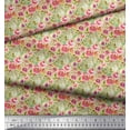 thumbnail image 3 of Soimoi Beige Cotton Poplin Fabric Flower & Leaves Watercolor Printed Fabric 1 Yard 42 Inch Wide, 3 of 3