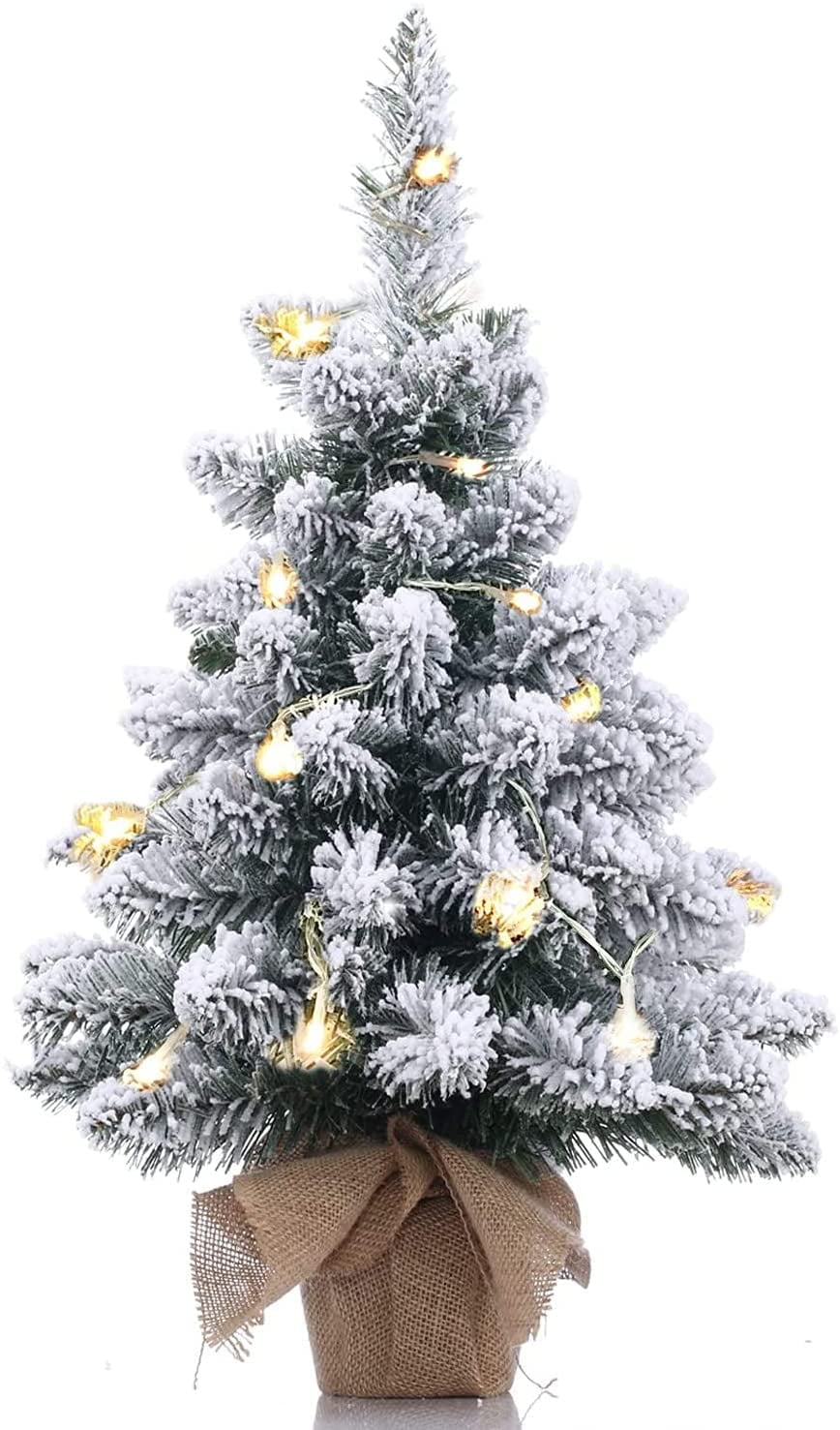 60cm-Silver-Action Artificial Mini Christmas Tree Lit & Decorated