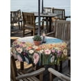 thumbnail image 2 of Outdoor Tablecloth with Umbrella Hole Zipper Spring Floral Round Tablecloth 54" Waterproof Outside Table Cloth Oil Painting Art Landscape Beach Patio Table Cover Tablecloths for Picnic Party, 2 of 8