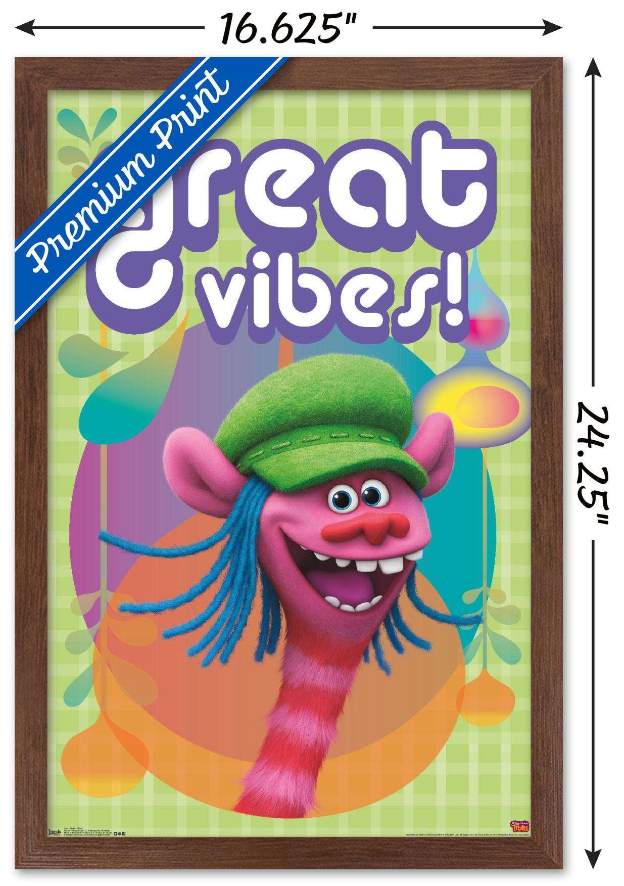 DreamWorks Trolls - Vibes Wall Poster, 14.725" x 22.375", Framed