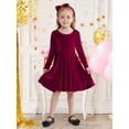thumbnail image 5 of Valcatch Toddler Girl Velvet Long Sleeve Swing Dress with Hairband Christmas Outfit for 2-7 Years (Spring/Fall/Winter), 5 of 10
