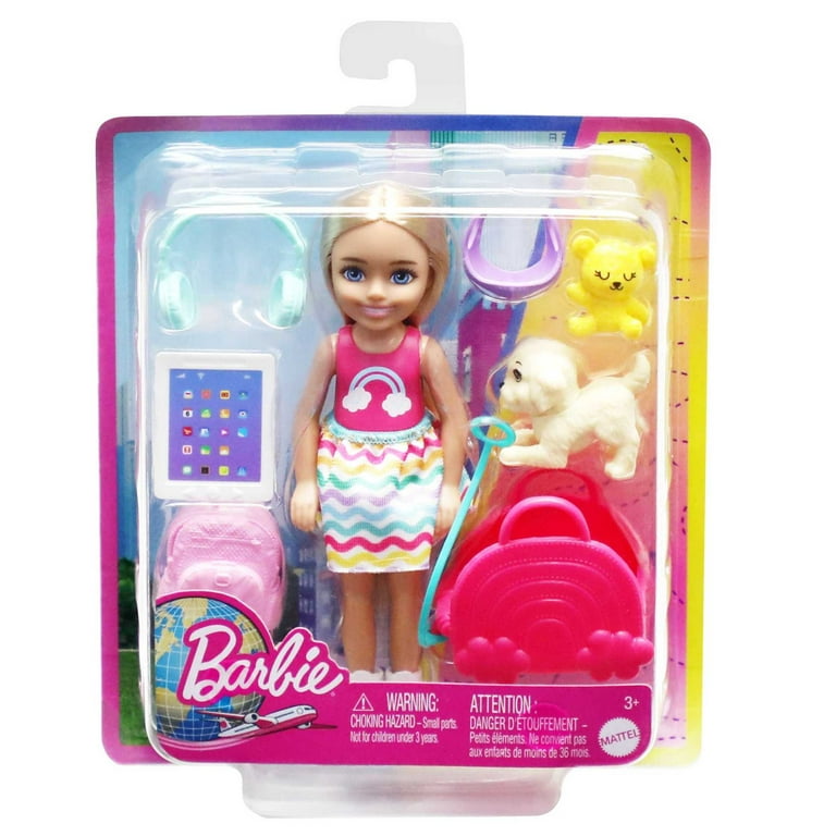 Barbie Chelsea Doll and Accessories Small Doll Travel Set with Puppy and 6 Pieces Walmart