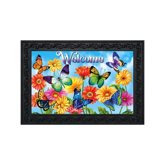 Briarwood Lane Doormat 30x18 Indoor Outdoor Fluttering Butterflies Spring For Spring Doormat