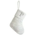 thumbnail image 2 of HOARBOEG 9 in Initial Monogram Christmas Stocking White Personalized Christmas Stockings with Embroidered Letters Super Soft Initial Christmas Stocking for Holiday Christmas Tree Fireplace Decor (P), 2 of 6
