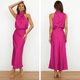 thumbnail image 3 of Elegante vestido de noche de satén con cuello halter sin mangas para boda de verano para mujer (M), 3 of 6
