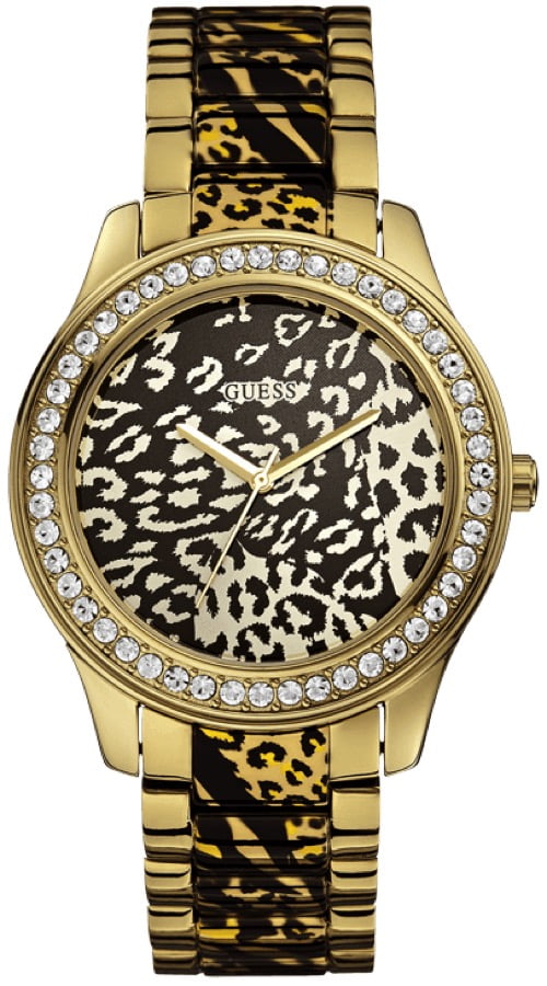 GUESS Women's Gold Tone Leopard Print Stainless Steel Watch U0465L1 -  