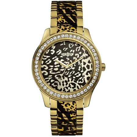 GUESS Women's Gold Tone Leopard Print Stainless Steel Watch U0465L1