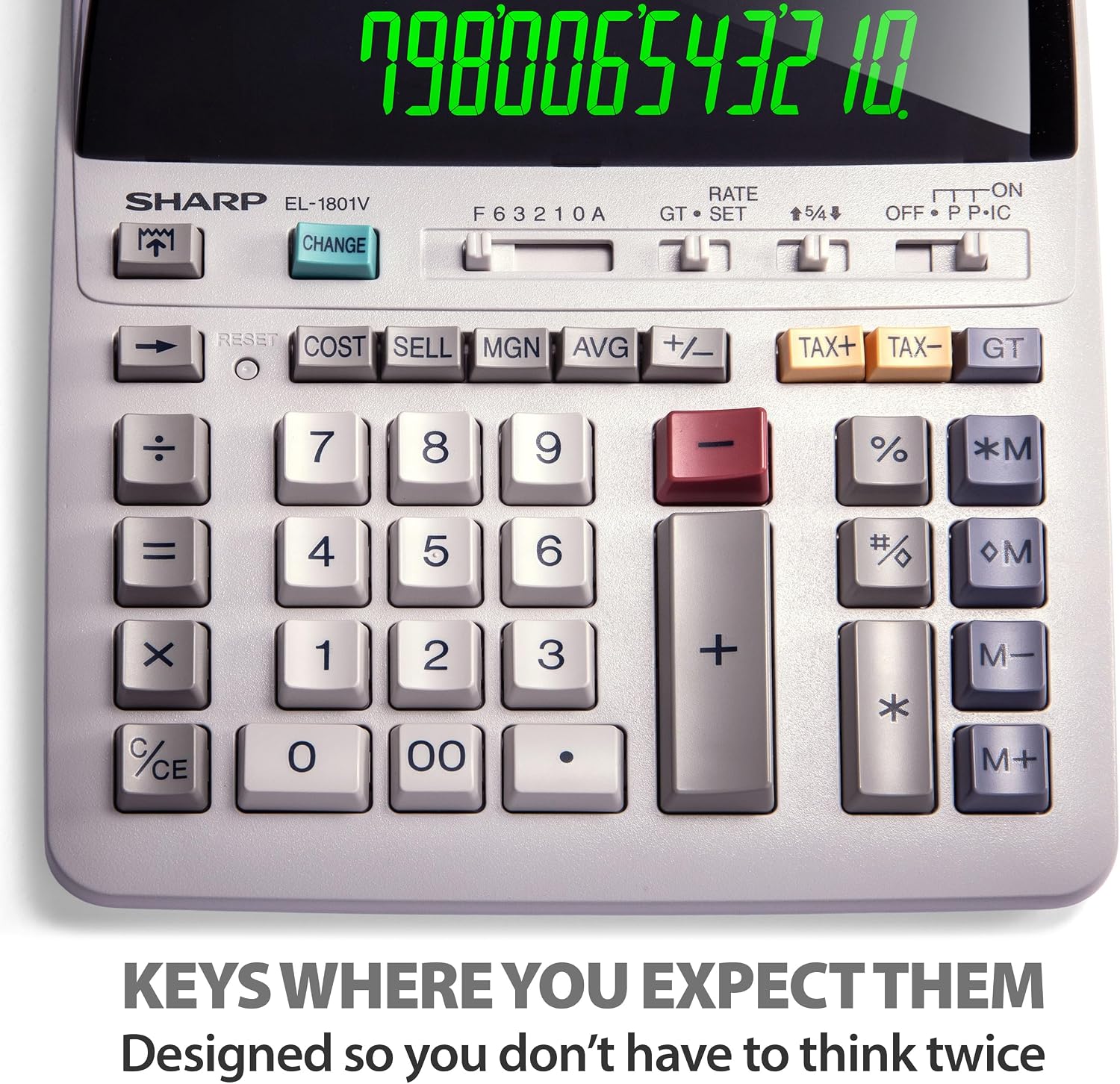 Sharp EL-1801V 12-Digit Printing Calculator, Off-White photo 5
