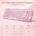 thumbnail image 5 of FortuneKey Trading X71 Pink Transparent Mechanical Keyboard With Clear Keycaps, BT5.0/2.4G/USB-C Wired Gaming Keyboard 68% Layout 71 Keys, Gasket Mount Wireless RGB Keyboard For Win/Mac, 5 of 12
