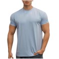 thumbnail image 2 of Cmfcve Round Neck T-shirts for Men Short Sleeve Breathable Sports T-shirt Stretch Fitness Blouses Shirts, 2 of 5