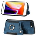 thumbnail image 2 of Wallet Case for iPhone 7 / 8/ SE 2020/ SE 2022, Ring Holder Kickstand Retro Premium Leather Credit Card Holder [ RFID Blocking ] Case with Wrist Strap Back Magnetic Clasp Flip, Blue, 2 of 8