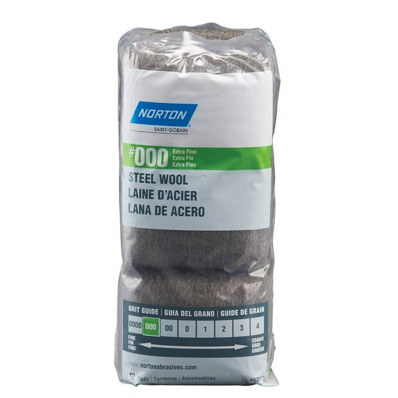 Norton 1003798 000 Grade Extra Fine Steel Wool Pad - Pack of 12