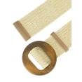 thumbnail image 2 of Womens Woven Stretch Belts, Straw Rattan Wooden Buckle Elastic Wide Waistband Waist Belt for Dress Beige 23.62-33.46", 2 of 4