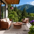 thumbnail image 3 of Garvee Area Rug 8x10ft Bordered Striped Carpet, Stain Resistant Machine Washable Rug Flat Woven Indoor Outdoor Rug with TPR Backing for Patio Balcony Bedroom Living Room, Camel, 3 of 8