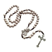 TOP5EX Rosary Necklace Jesus Christ for Cross Pendant Necklaces Alloy Bead Long Chain Mens Women Virgins Mary Christian Jewelry