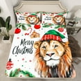 thumbnail image 2 of jejeloiu Wild Lions Twin Sheet Sets,Merry Xmas Twin Fitted Sheet,Red Christmas Ball Flat Sheet For Boys Kids,Ultra Soft Home Decor,3pcs, 2 of 7