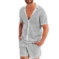 thumbnail image 1 of Vedolay Men Short Sets Outfits 2 Piece Men's Short Sets Outfits 2 Piece Summer Tracksuit Short Sleeve Shirt and Shorts Set,Blue L, 1 of 4