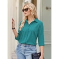 thumbnail image 3 of MOYIKO Womens Button Down Shirts 3/4 Sleeve Basic Business Dress Shirts Collared Work Office Fitted Blouses Tops, 3 of 7