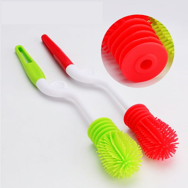OULII Multifunctional Cleaning Brush for Baby Care with Rotating Feature Red 1Pcs